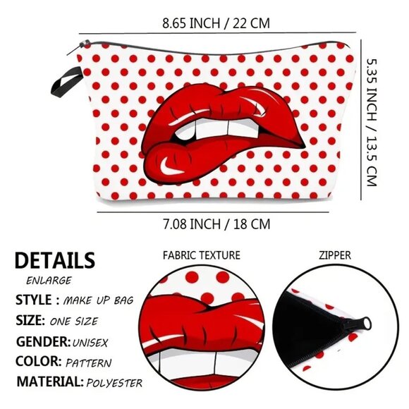 No Brand Handbags - Rolling Stones Red Lips Cosmetic Case NEW